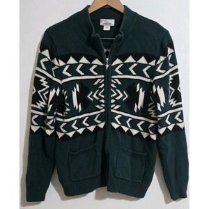 Ariat Thick Full Zip Sweater Western Aztec Womans Sz M Retro Vtg Style Cardigan‎